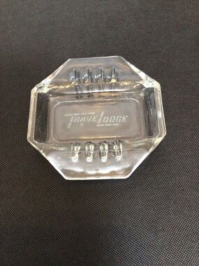 Vintage Travelodge Glass Ashtray Trinket Dish Motel Advertising 1960s 1970s.